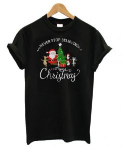 Never-stop-believing-in-the-magic-Christmas-T-shirt-510x568
