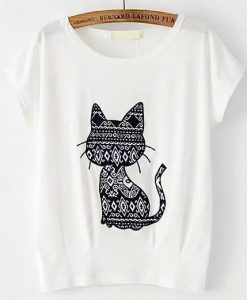 Cat-Pattern-Patch-T-shirt-ZK01