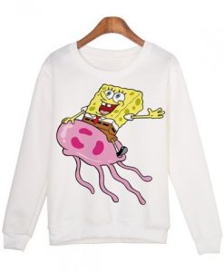 pongeBob-White-Pullover-Sweatshirt