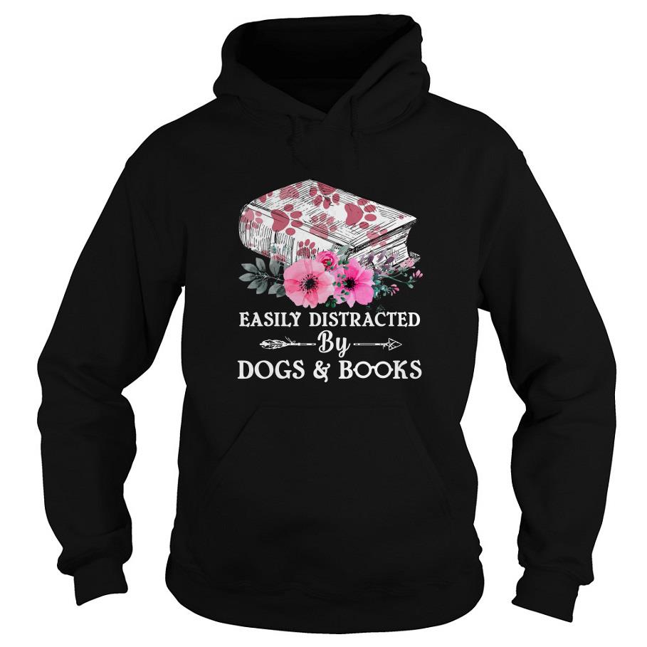Floral Easily Distracted By Dogs And Books Shirt