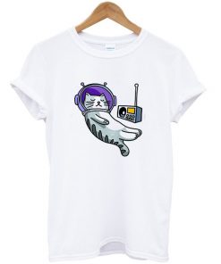 Astronaut-Cat-Cartoon-T-shirt