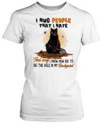 I Hug People Black Cat T Shirt